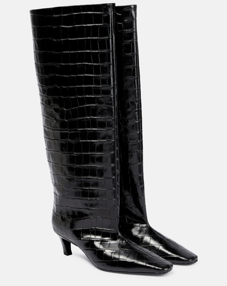 Toteme, Croc-Effect Leather Knee-High Boots
