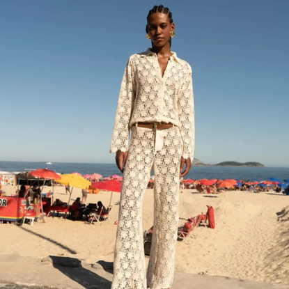 Eliou crochet trouser shirt set