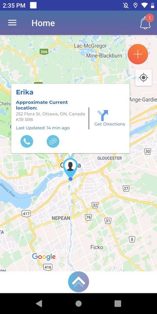 Parents can track the location of family members right from the home screen.