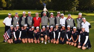 Team USA celebrate their Solheim Cup win in 2013