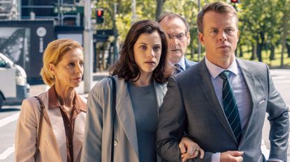 Is The Secrets She Keeps based on a true story? Seen here are cast members Heather Mitchell, Jessica De Gouw, Lewis Fitz-Gerald and Todd Lasance 