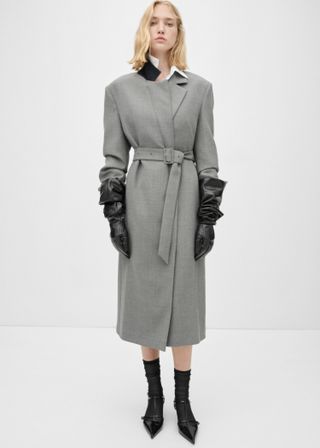 Double-Breasted Coat With Belt - Women | Mango United Kingdom