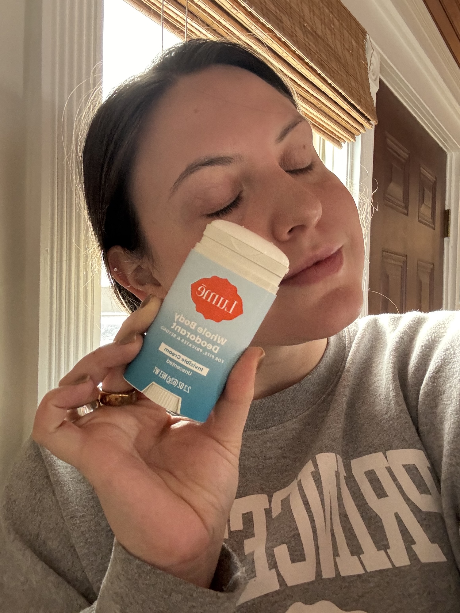 Sophia Vilensky before testing Lume's natural deodorant.