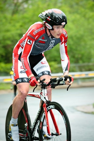 Peter Latham (Bissell) gets up the climb on the way to third spot on the podium.