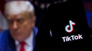 Trump in the background of the TikTok splash screen