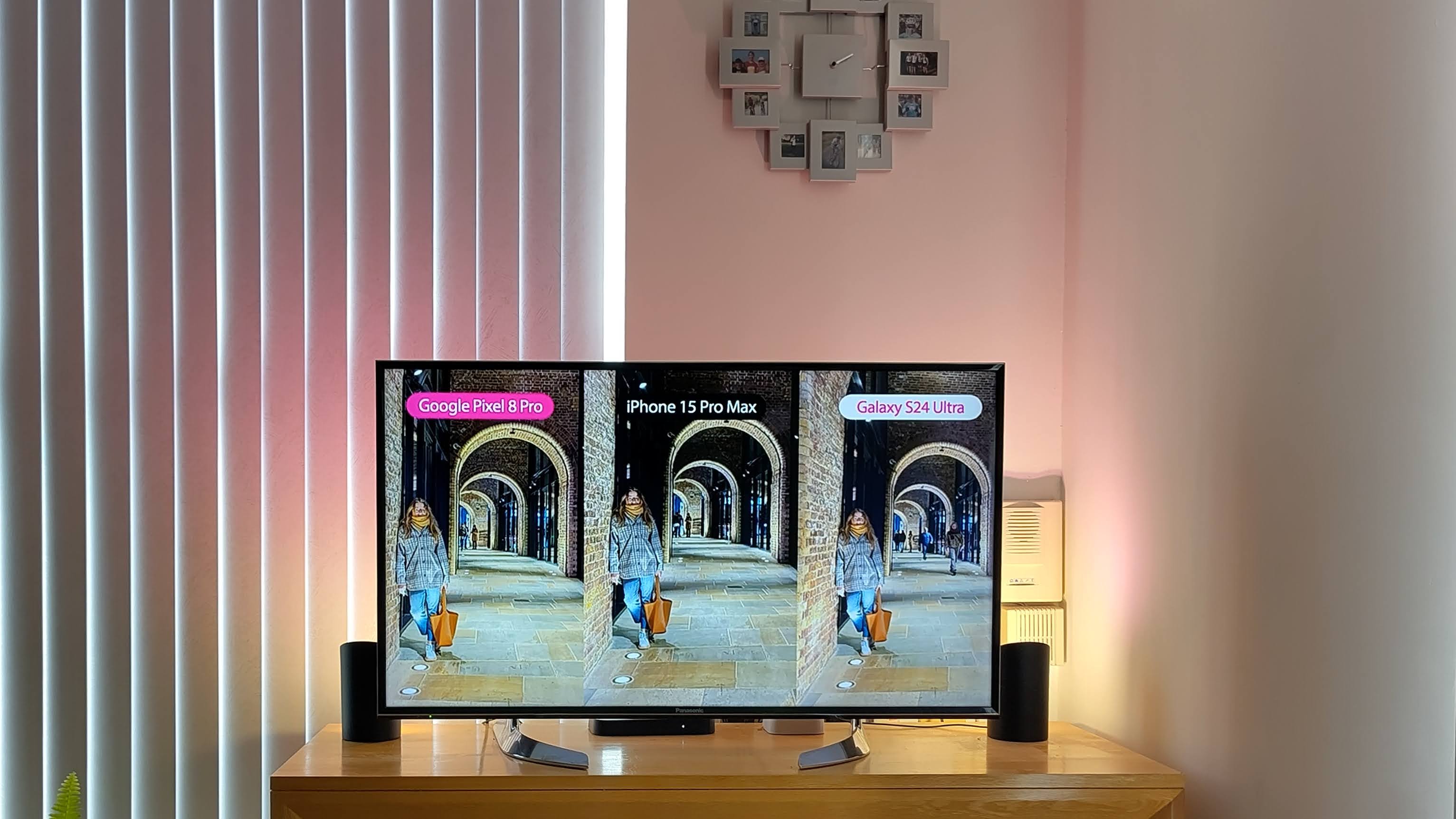 Two Philips Hue Play Wall Washer lights beside TV
