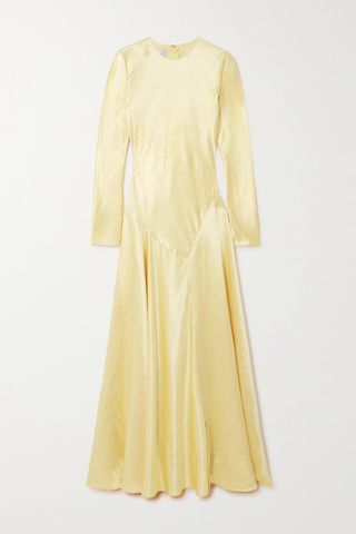 ABADIA Yara Paneled Hammered-Satin Gown