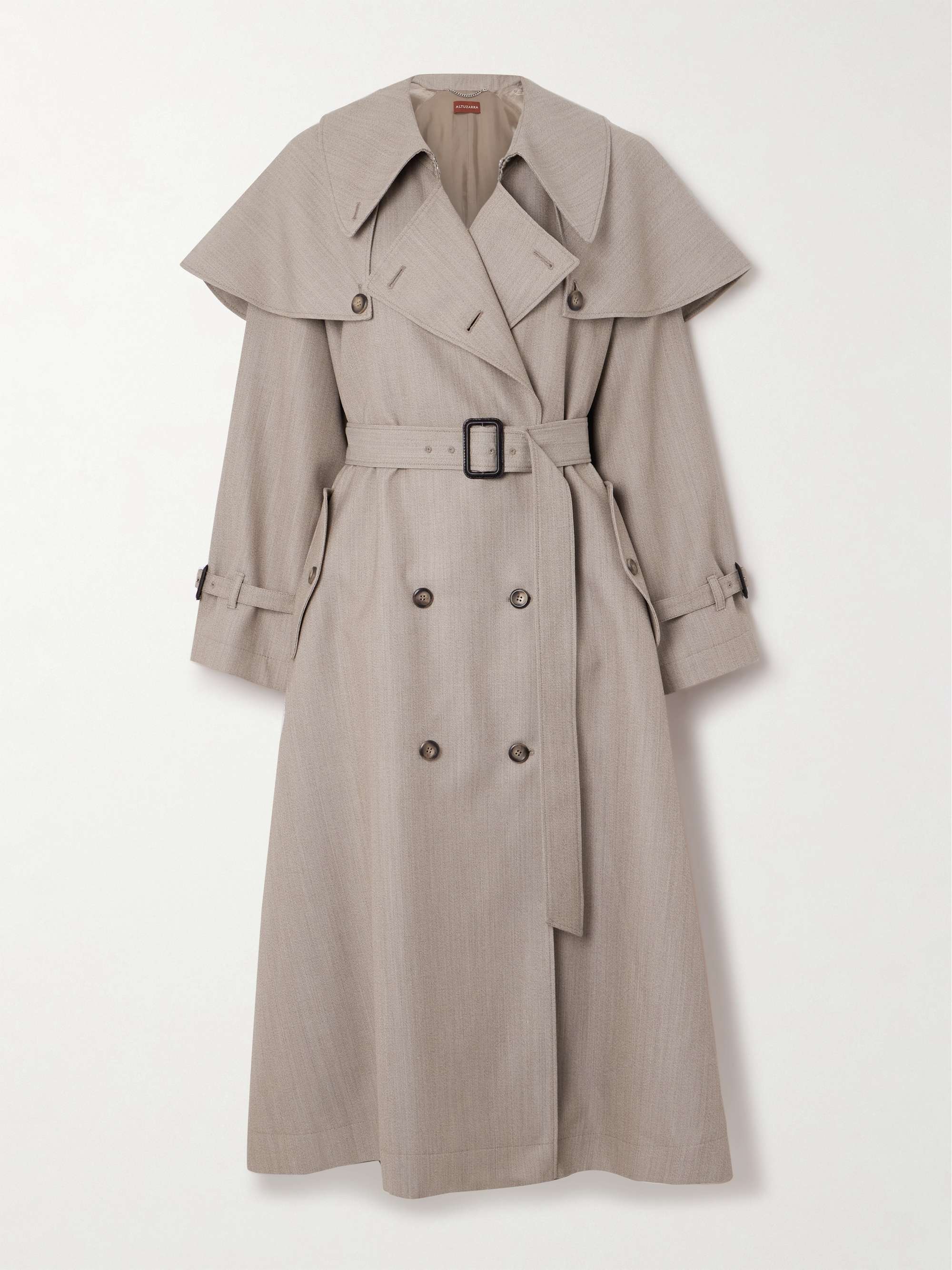 Billie Double-Breasted Belted Wool Trench Coat