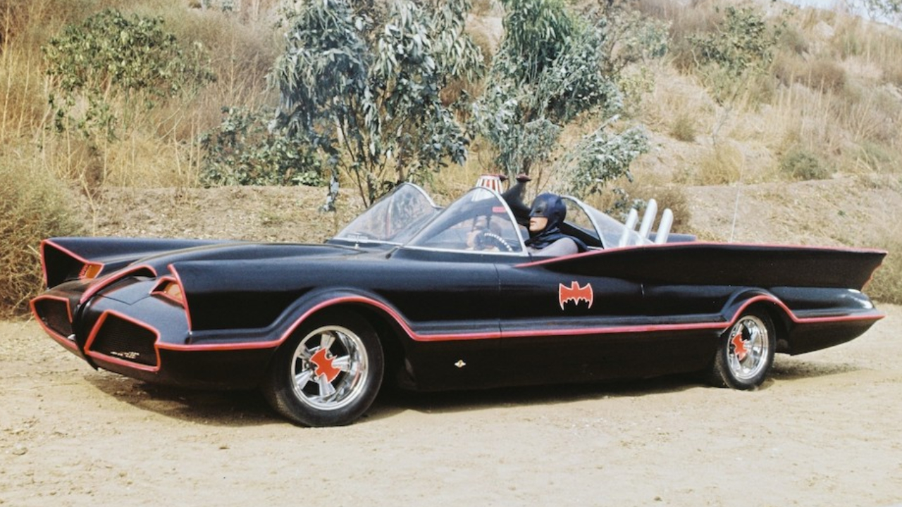 Adam West and Burt Ward inside the Batmobile from 1966's Batman: The Movie