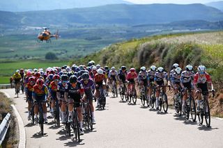 BORJA SPAIN MAY 07 LR Vittoria Guazzini of Italy and Team FDJ SUEZ and Olivia Baril of Canada and Team Movistar lead the peloton during the 11th La Vuelta Femenina 2025 Stage 4 a 1116km stage from Pedrola to Borja UCIWWT on May 07 2025 in Borja Spain Photo by Szymon GruchalskiGetty Images