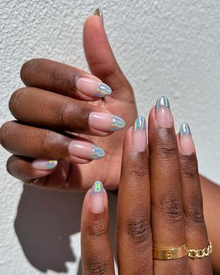 silver holographic nails