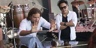 Bradley Cooper directing on the set of A Star Is Born