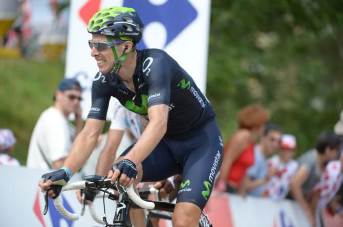 Rui Costa (Movistar) in a world of pain at the finish on Ax 3 Domaines