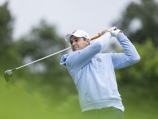 Peter Uihlein in the finish position of the swing after hitting a driver