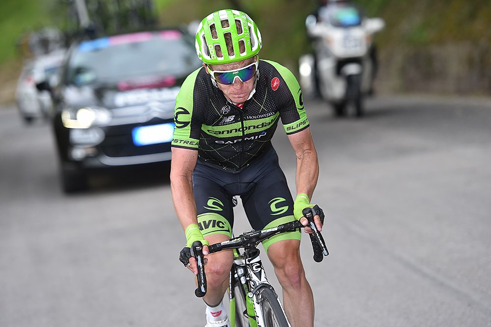 Tom Jelte Slagter (Cannondale-Garmin) tried to make a solo move to the finish line