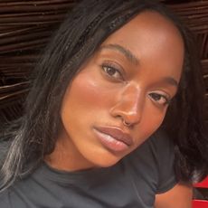 Woman wearing toasted blush