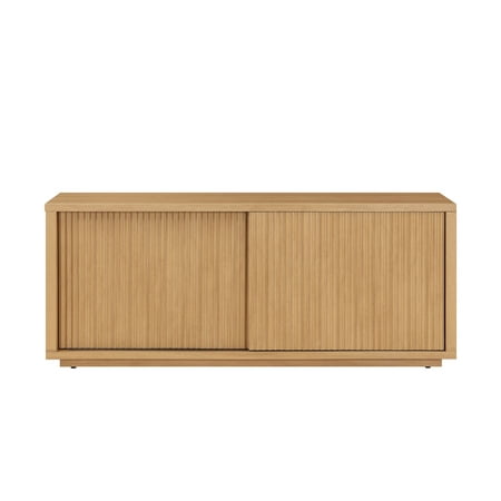 Beautiful Fluted Tv Stand for Tv&amp;rsquo;s Up to 70&amp;rdquo; by Drew Barrymore, Warm Honey Finish