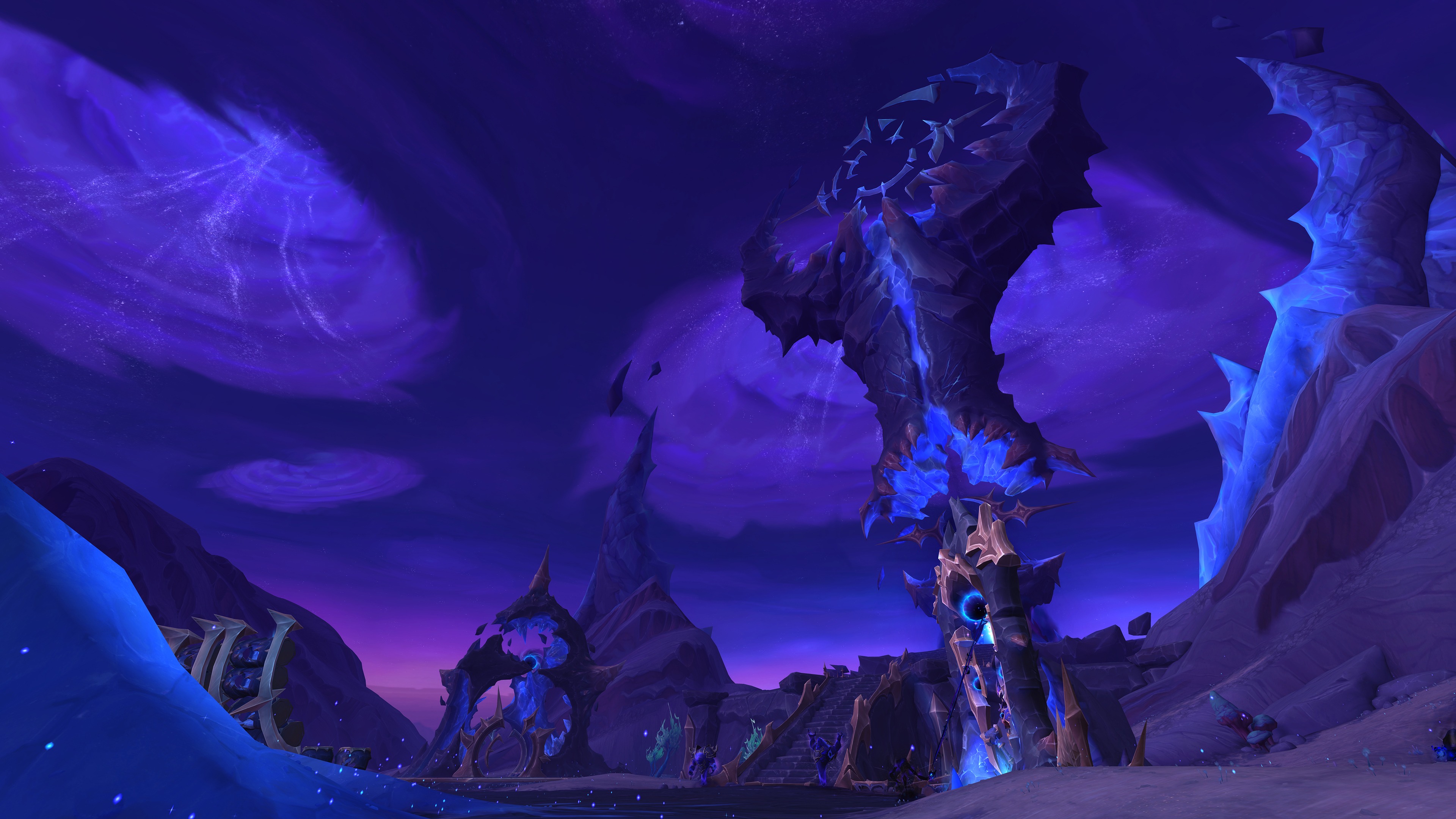 Promotional screenshot of a Void-corrupted land in World of Warcraft: Midnight