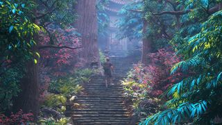 OctaneRender 2022 review; a colourful forest scene rendered in OctaneRender