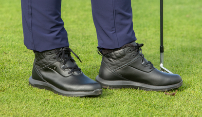 A close up of the FootJoy Women’s Winter Golf Boots in black