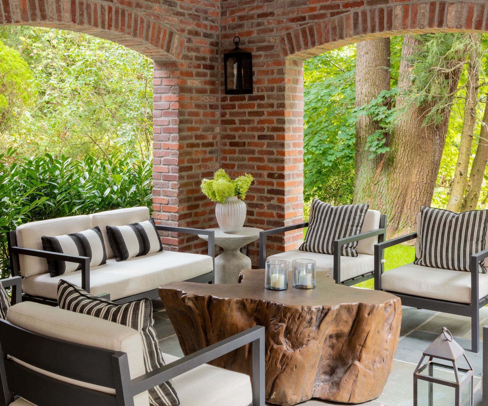 Patio decorated for spring