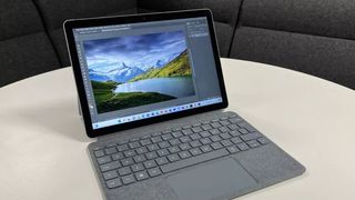 Microsoft Surface Go 3 with keyboard on desk