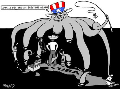 Editorial cartoon World America-Cuba