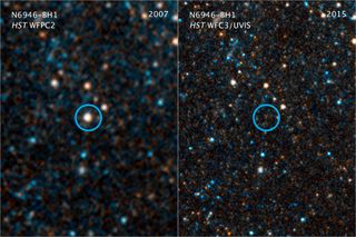 In 2009, the massive star N6946-BH1 shone 1 million times brighter than the sun. By 2015, it vanished without a trace. Astronomers think this is rare evidence of a star collapsing into a black hole without going supernova.