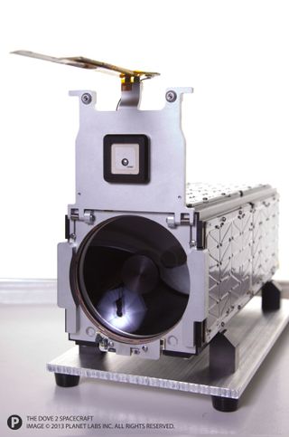 A close-up of Planet Labs' Dove 2 Earth-imaging cubesat, which launched to orbit in April 2013.