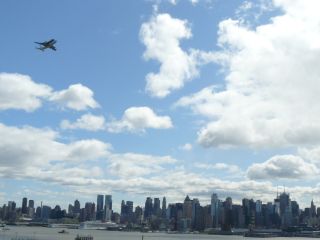 Shuttle Enterprise soars over the New York skyline