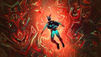 Etre's protagonist, Xyle, floats in a kaleidoscopic void.
