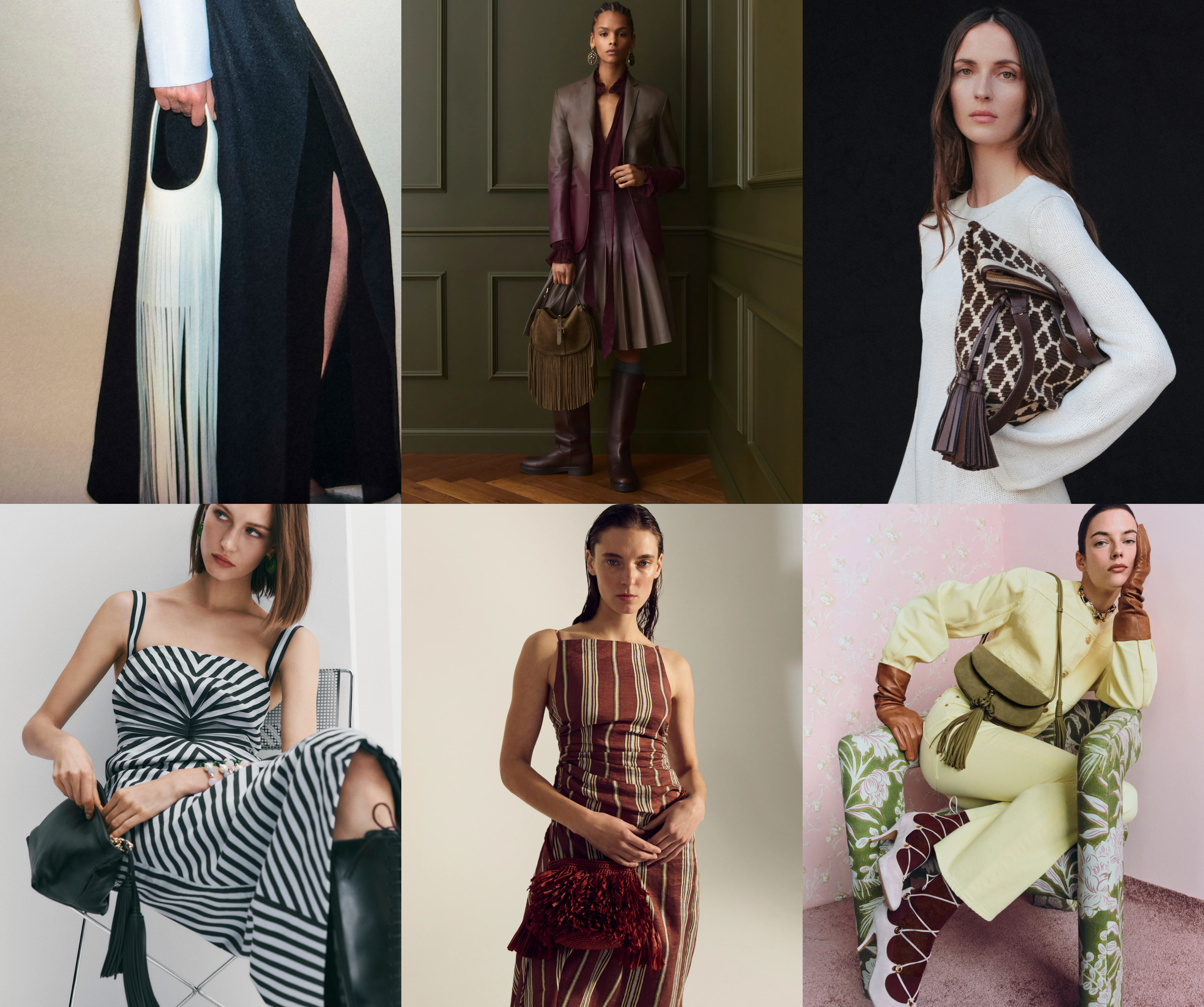 summer bag trends 2026, fringe tassel bags at Khaite, Etro, TWP, Carolina Herrera, A.L.C., and Ulla Johnson.