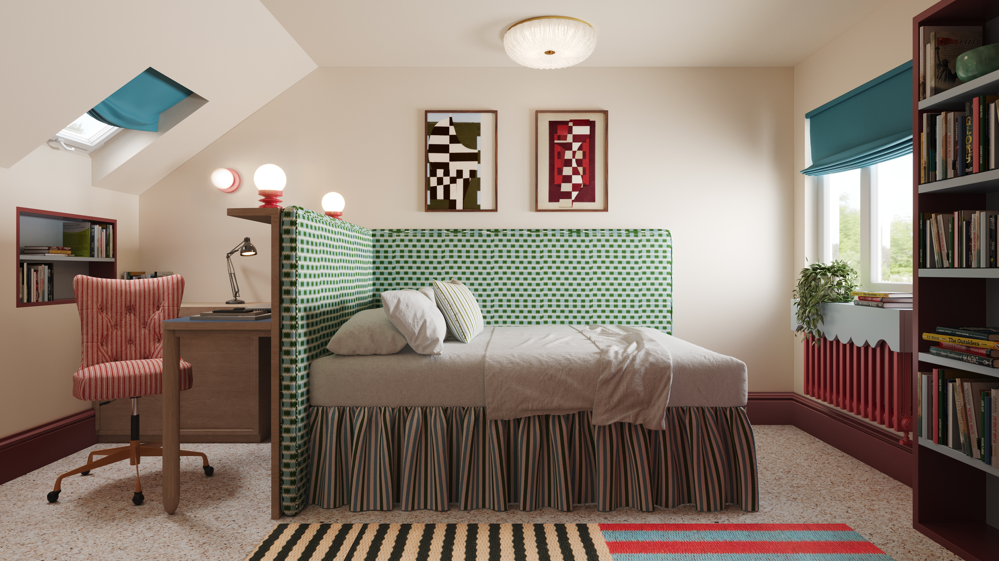 Appreciation Project small loft bedroom idea in colour block scheme