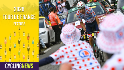 Lenny Martinez riders through crowd of fans during Tour de France