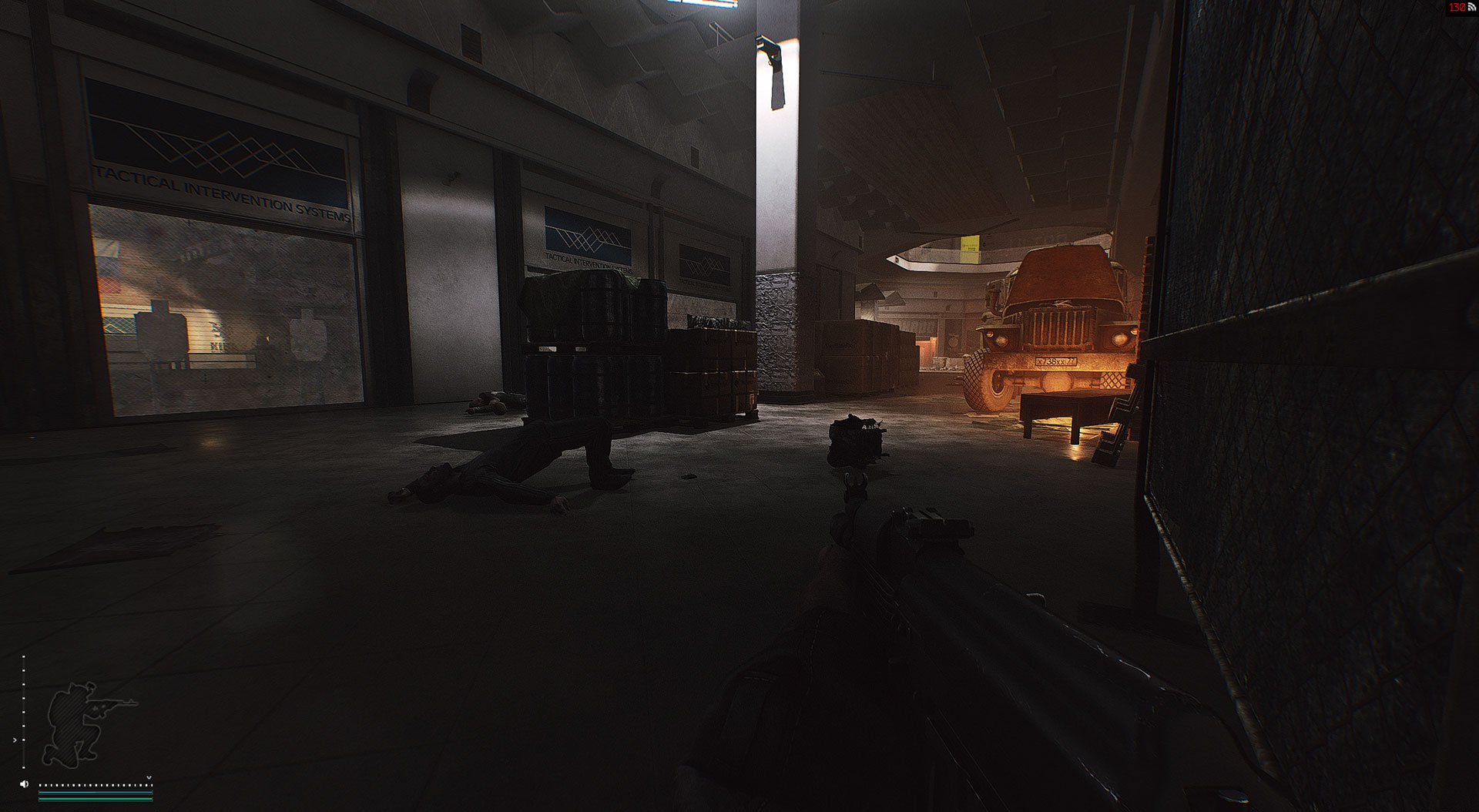 A dark shopping mall in Escape From Tarkov