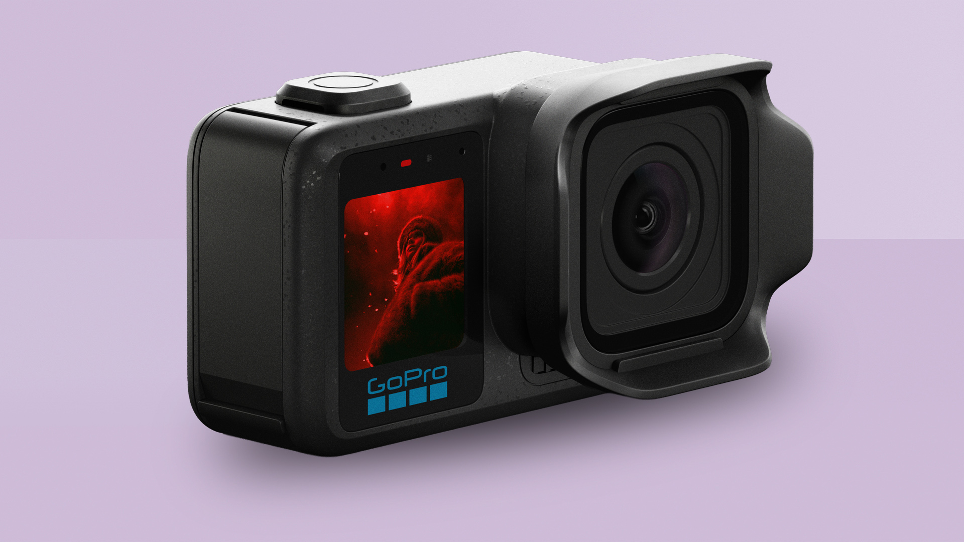 GoPro Mission 1 Series action camera on colourful background