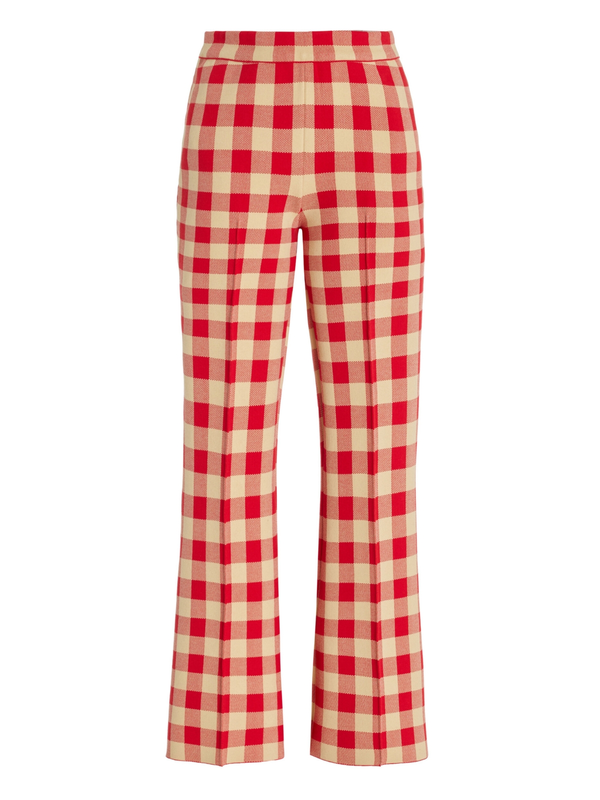 Exclusive Kick Gingham Stretch-Cotton Knit Cropped Flared Pants