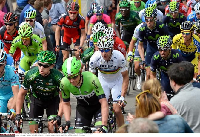 World Champion Rui Costa (Lampre-Merida) in the bunch