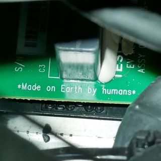 A circuit board inside Elon Musk’s Tesla Roadster, now in deep space, is imprinted "Made on Earth by humans."
