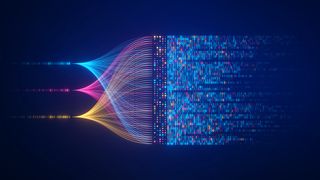 Big data technology and data science illustration. Data flow concept