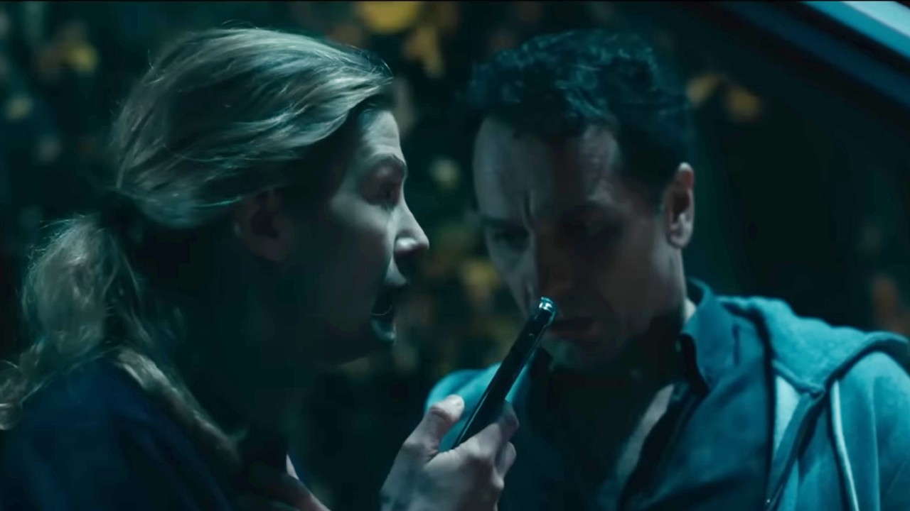 Matthew Rhys looking at Rosamund Pike in Hallow Road.