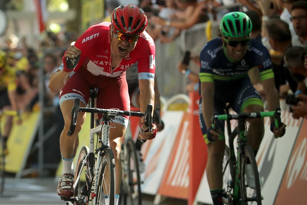 At this point, Alexander Kristoff believed he'd won stage 16 of the Tour de France.