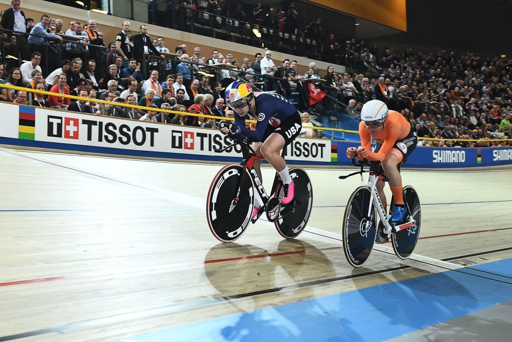 Chloe Dygert Owen (USA) passes Annemiek van Vleuten (Netherlands)