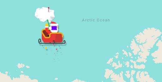 Santa over the arctic ocean