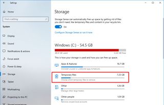 Windows 10 temporary files option