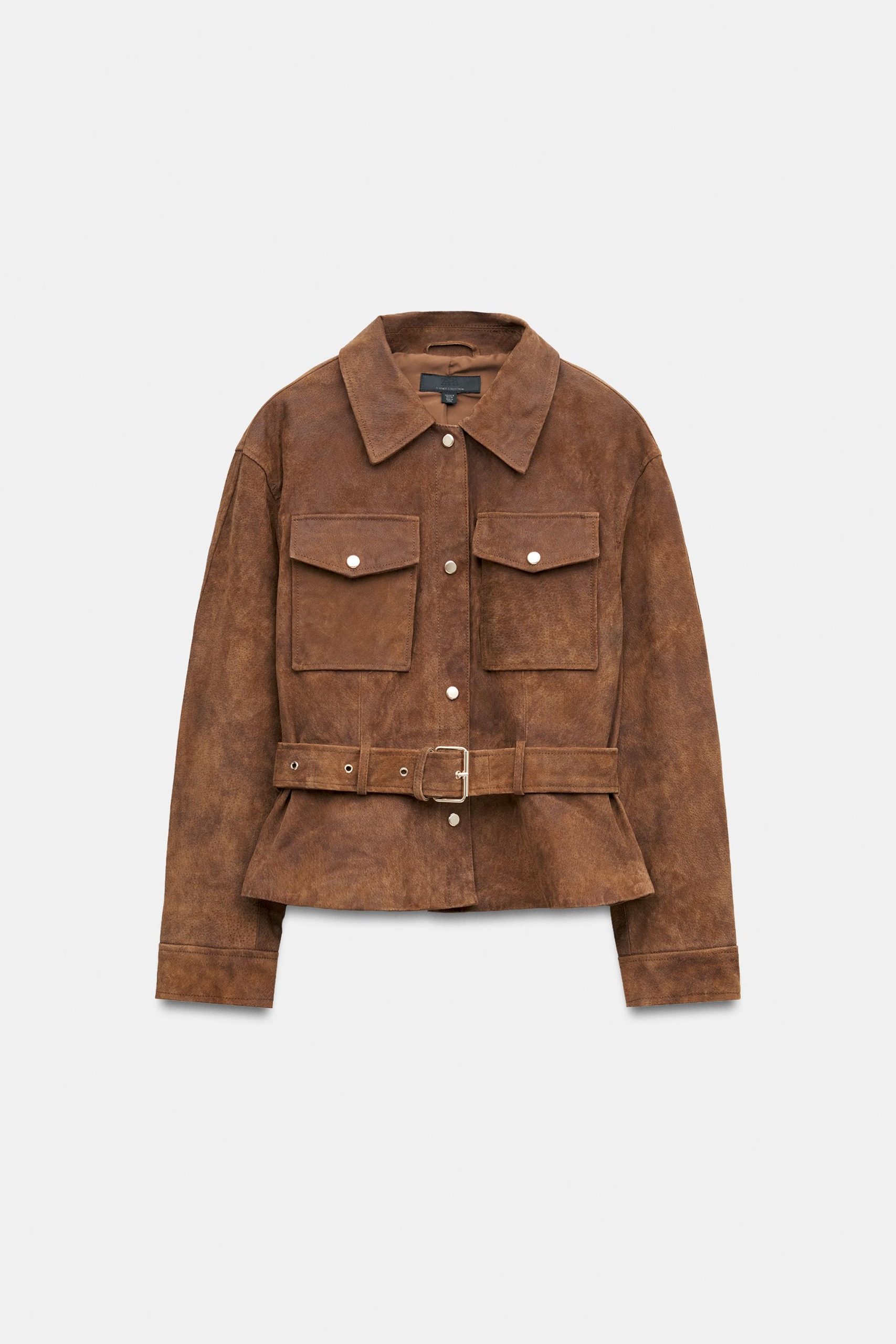 100% Leather Belted Jacket - Light Brown - Xs