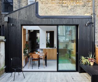 black side return extension with matching rear facade