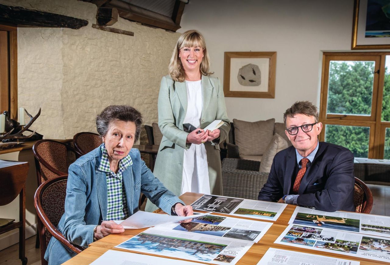 The Princess Royal with Country Life Editor Mark Hedges and the issue's Co-Ordinating Editor Paula Minchin.
