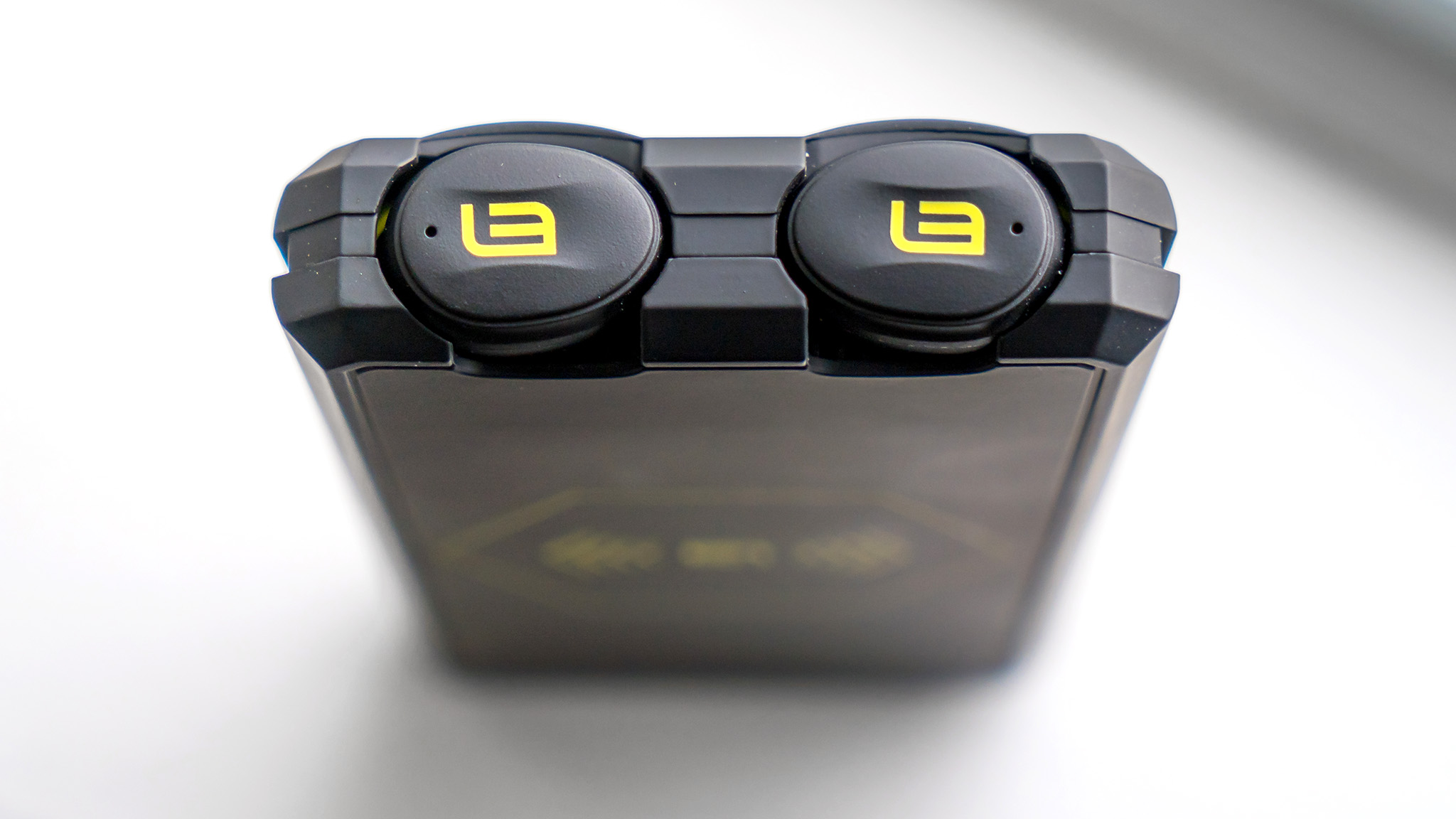 LinearFlux HyperSonic 360 earbuds from above.