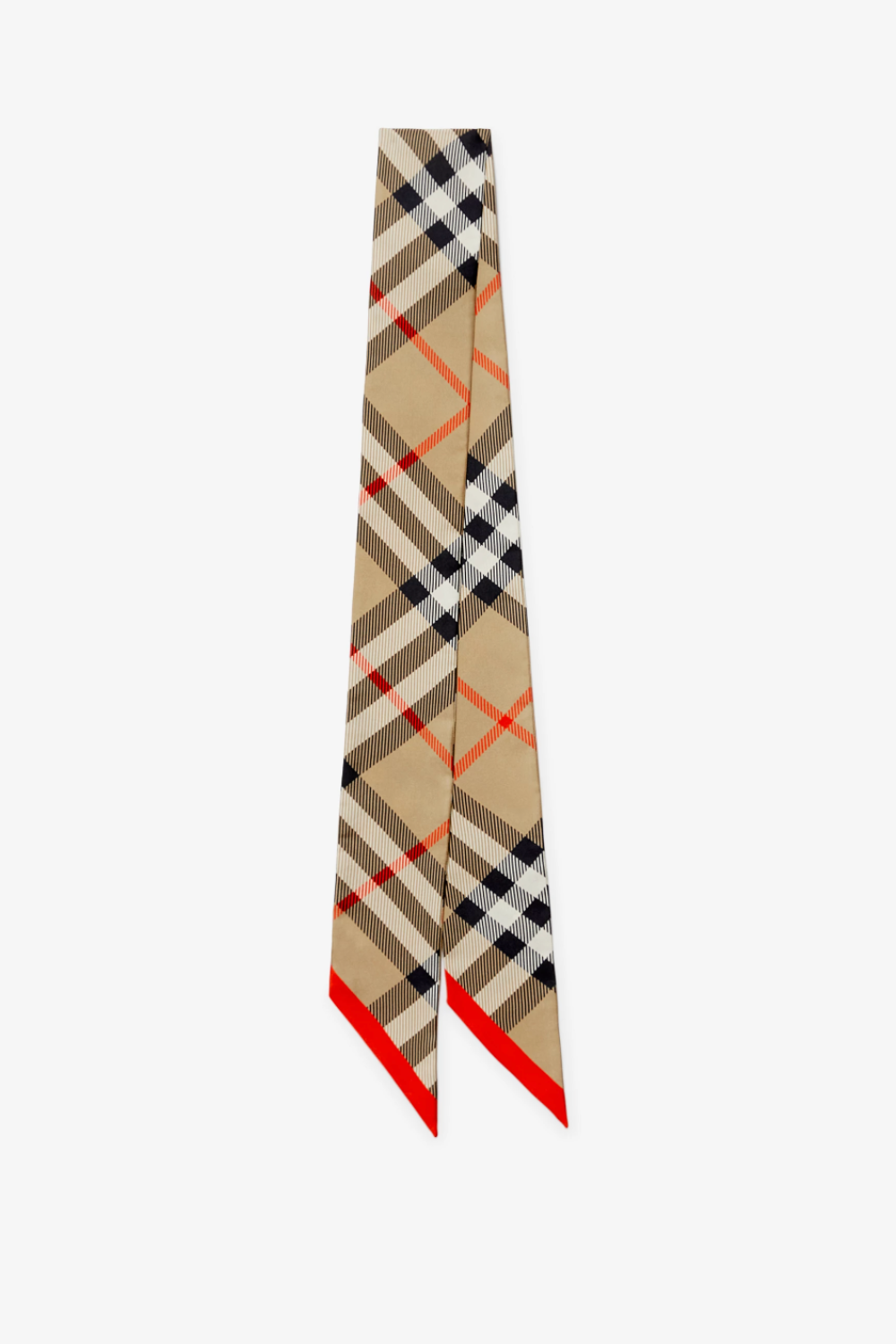 Burberry, Skinny Check Silk Scarf in Sand